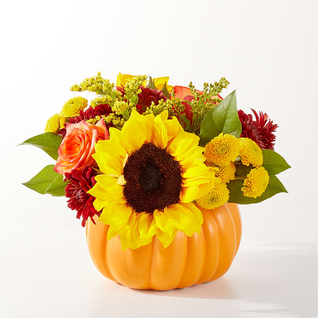 Golden Gourd Pumpkin Bouquet – Charming Petals, Dracut MA