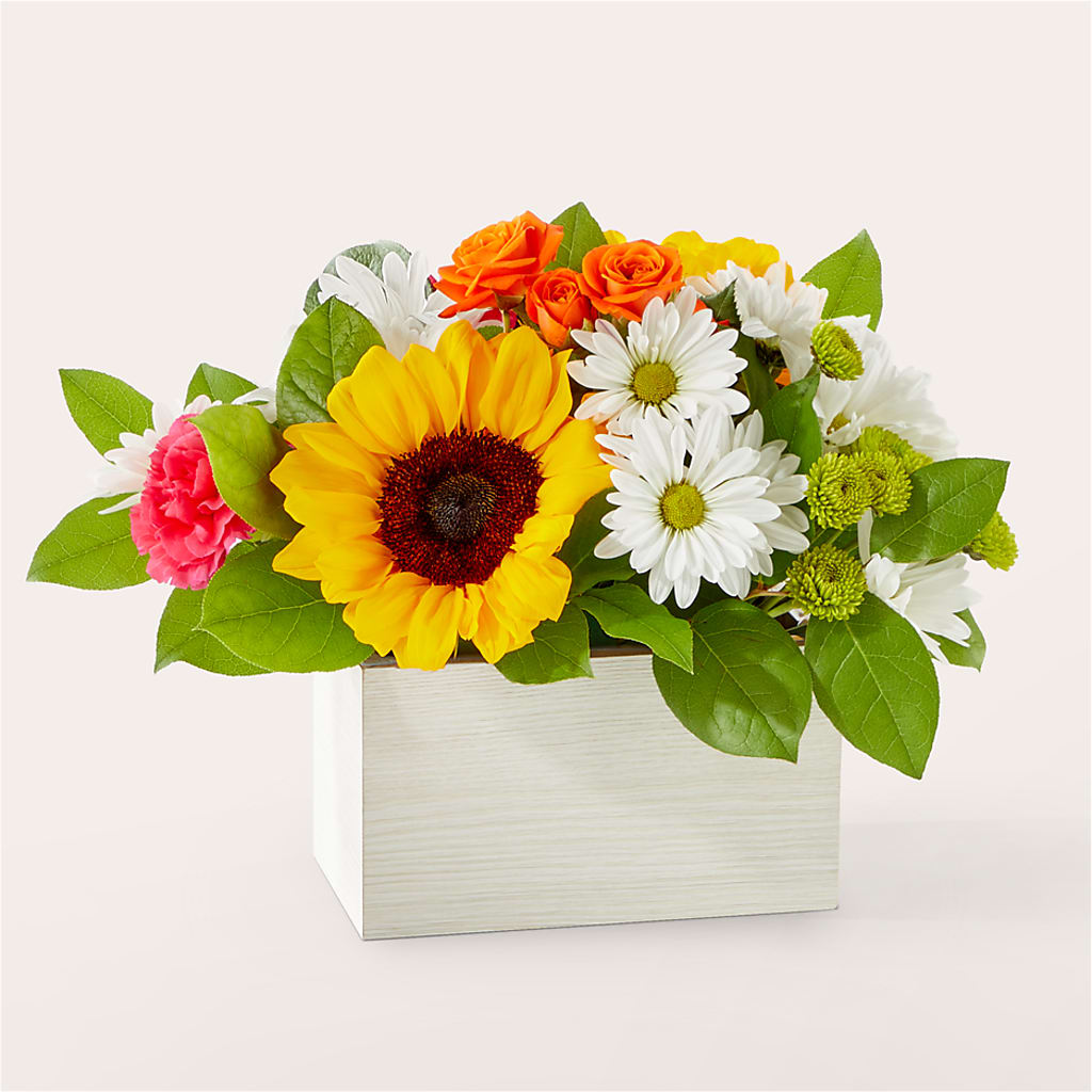 Sun-drenched Blooms Box Bouquet – Charming Petals, Dracut MA