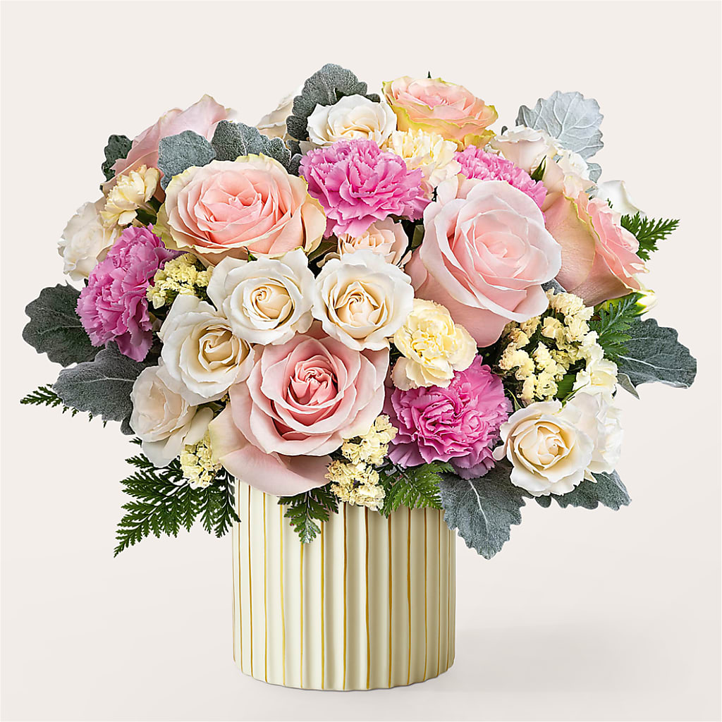 Blissful Moments Bouquet with Ivory Vase – Charming Petals, Dracut MA