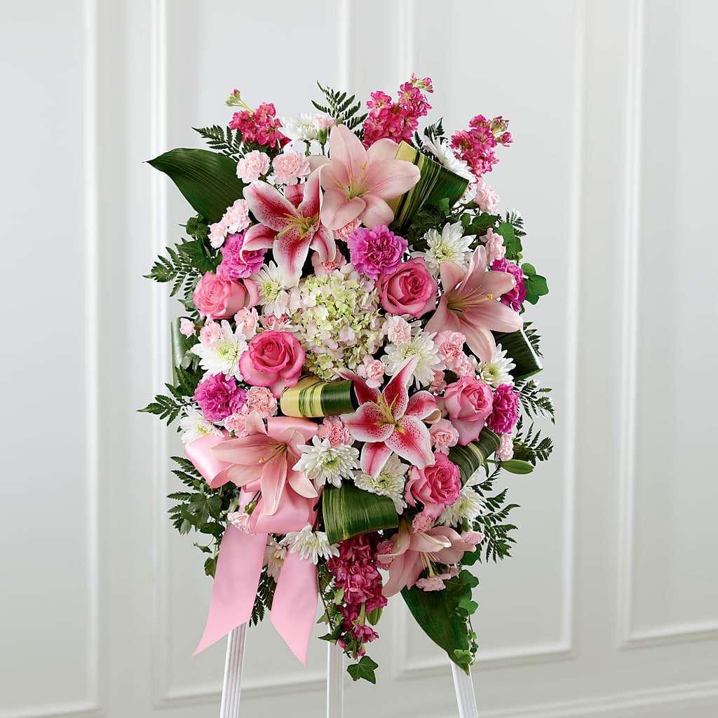 Comforting Standing Spray – Charming Petals, Dracut MA