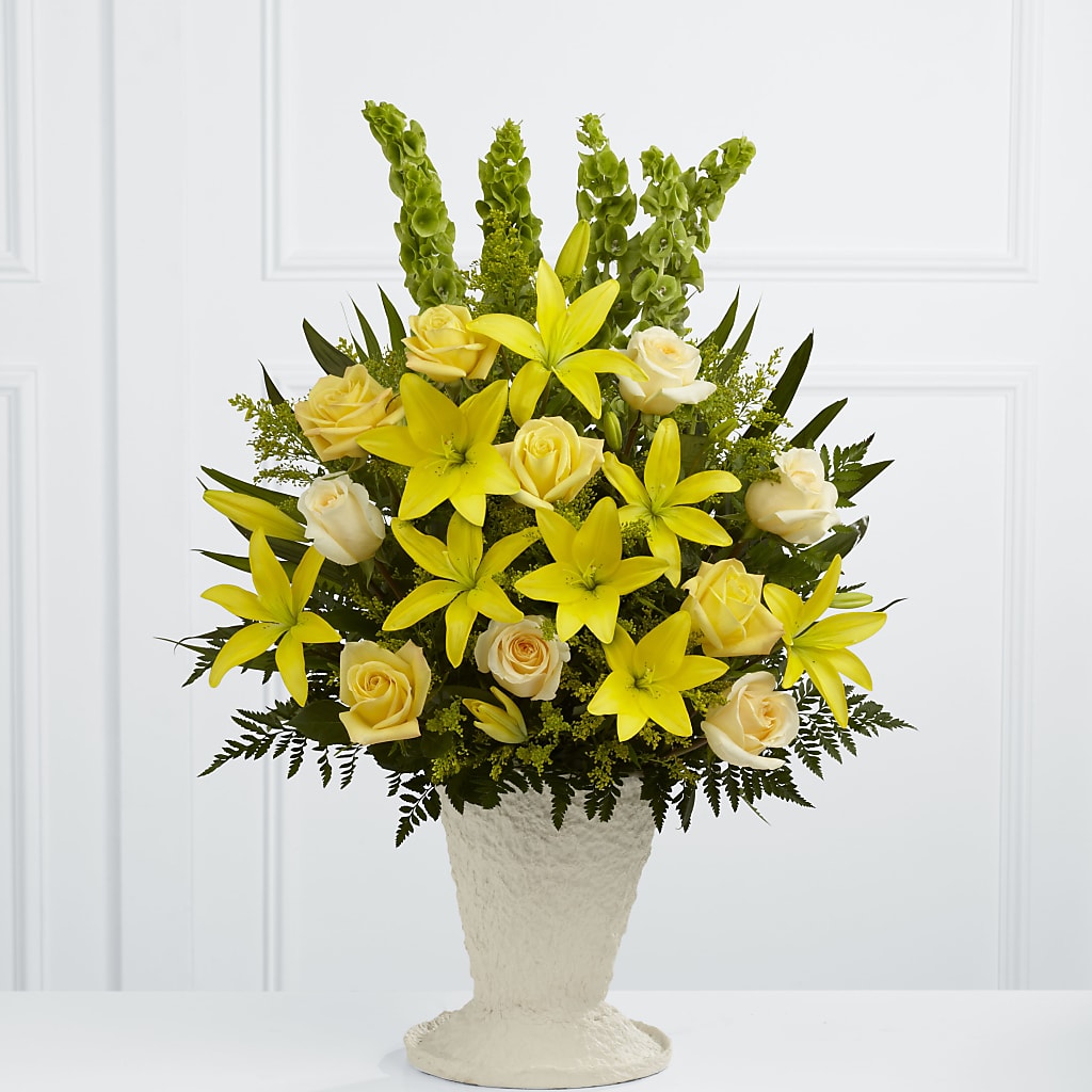Golden Memories Arrangement – Charming Petals, Dracut MA