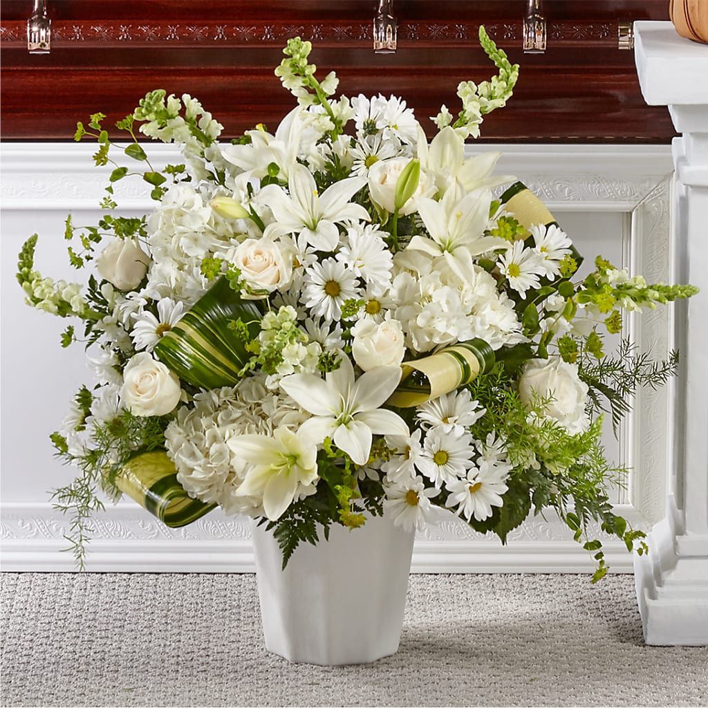 Thoughts of Tranquility Floor Basket – Charming Petals, Dracut MA
