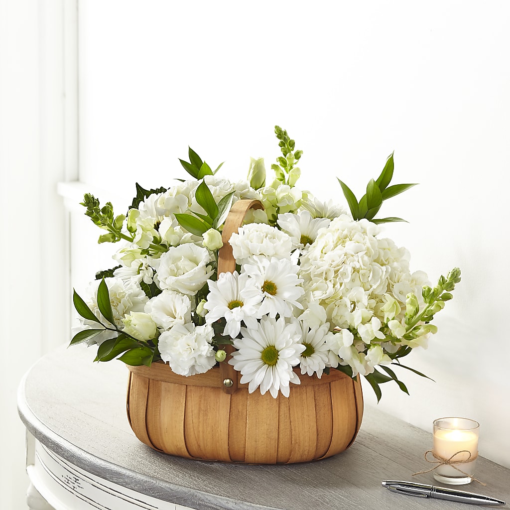 Pure Ivory Basket – Charming Petals, Dracut MA