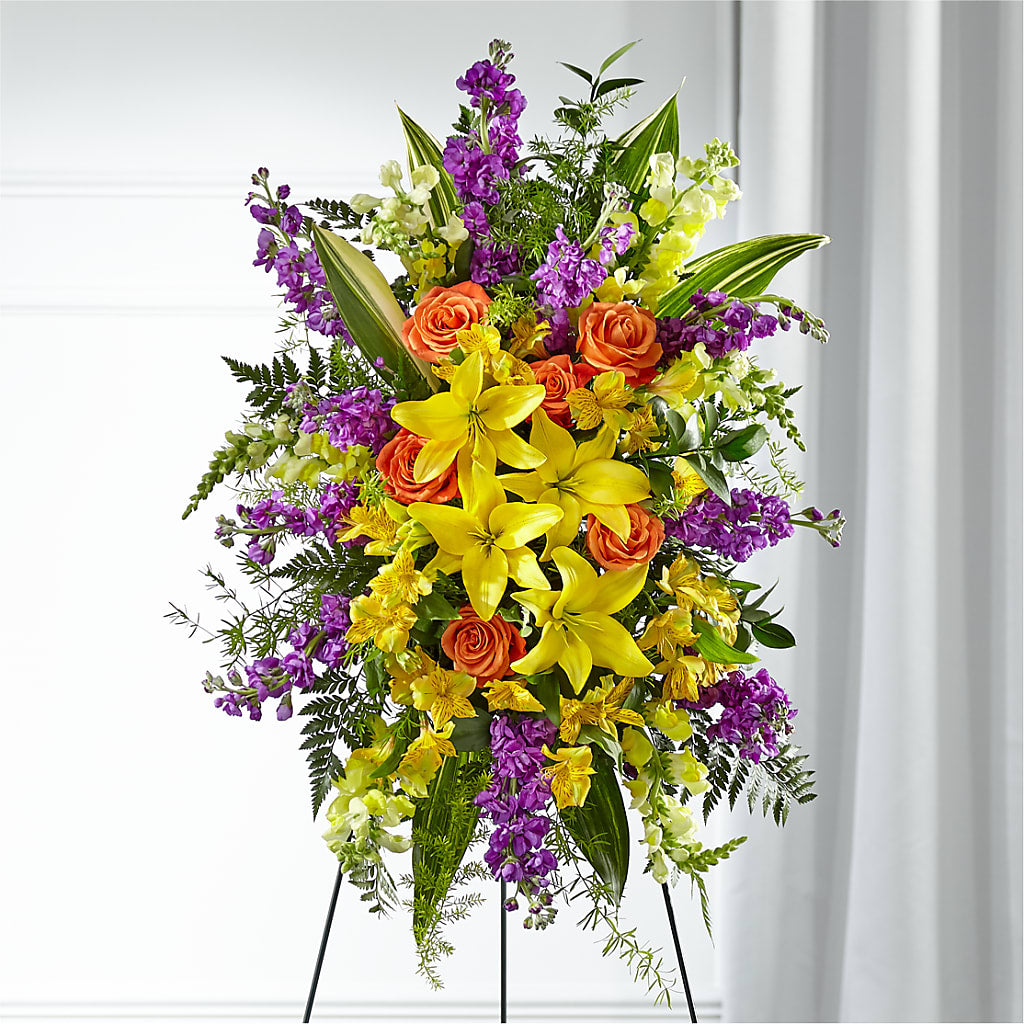 Thoughtful Prayers Standing Spray – Charming Petals, Dracut MA