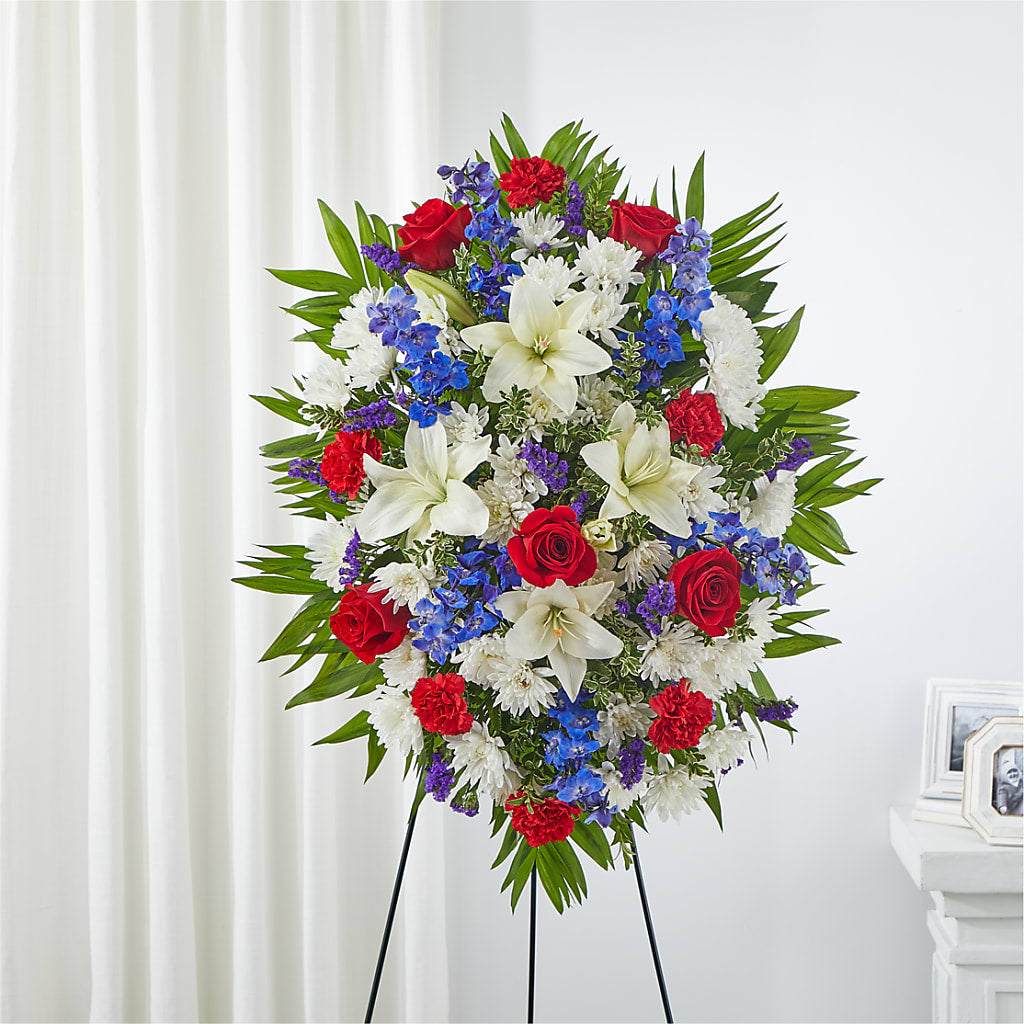 Cherished Service Standing Spray – Charming Petals, Dracut MA
