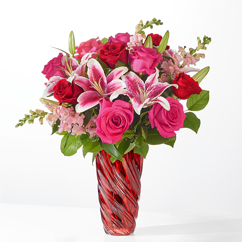 Always You Bouquet with Luxe Swirl Vase – Charming Petals, Dracut MA