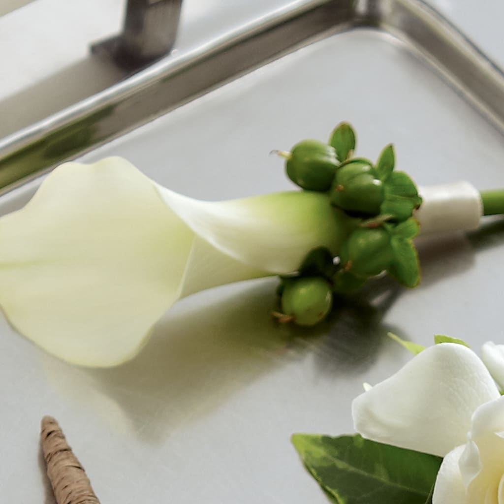 White Calla Boutonniere – Charming Petals, Dracut MA