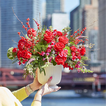 Big Red Bow Bouquet –  Charming Petals, Dracut MA