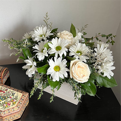 Fresh Linen Box Bouquet –  Charming Petals, Dracut MA
