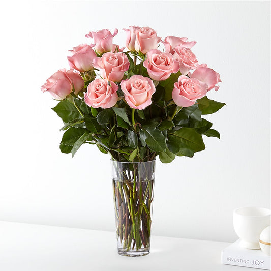Long Stem Pink Rose Bouquet –  Charming Petals, Dracut MA