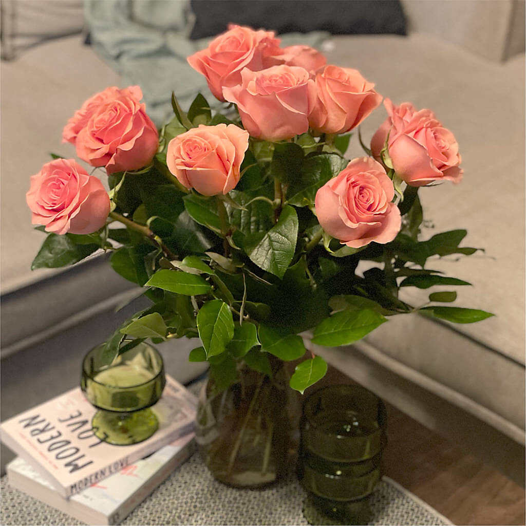 Long Stem Pink Rose Bouquet –  Charming Petals, Dracut MA