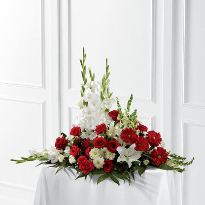 Crimson & White Arrangement –  Charming Petals, Dracut MA