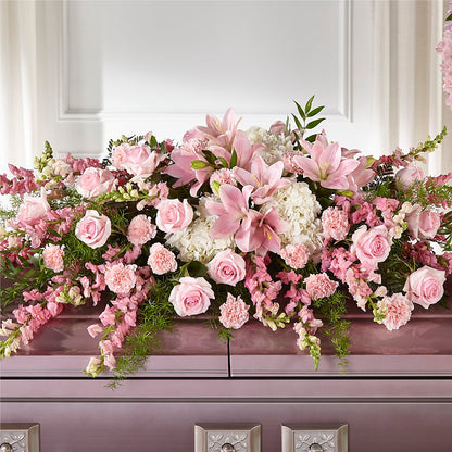 Life & Remembrance Casket Spray –  Charming Petals, Dracut MA