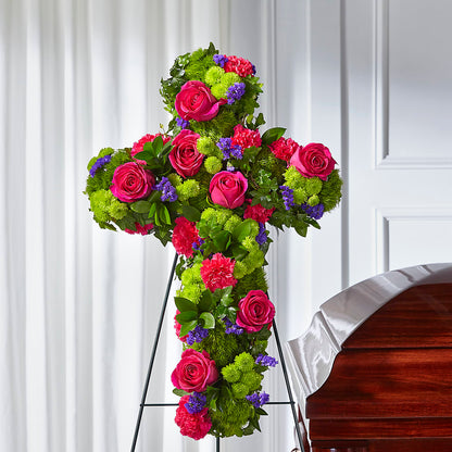 Tribute Rose Floral Cross –  Charming Petals, Dracut MA
