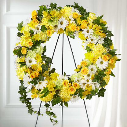 Golden Remembrance Wreath –  Charming Petals, Dracut MA