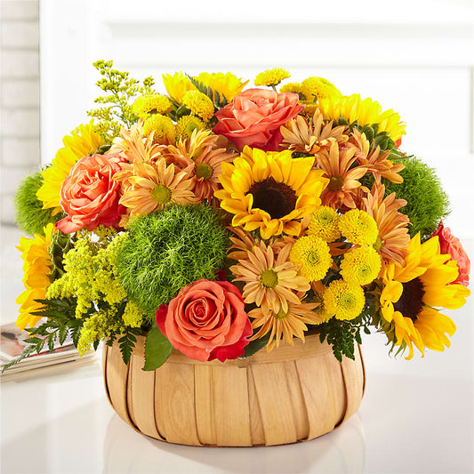 Harvest Sunflower Basket –  Charming Petals, Dracut MA