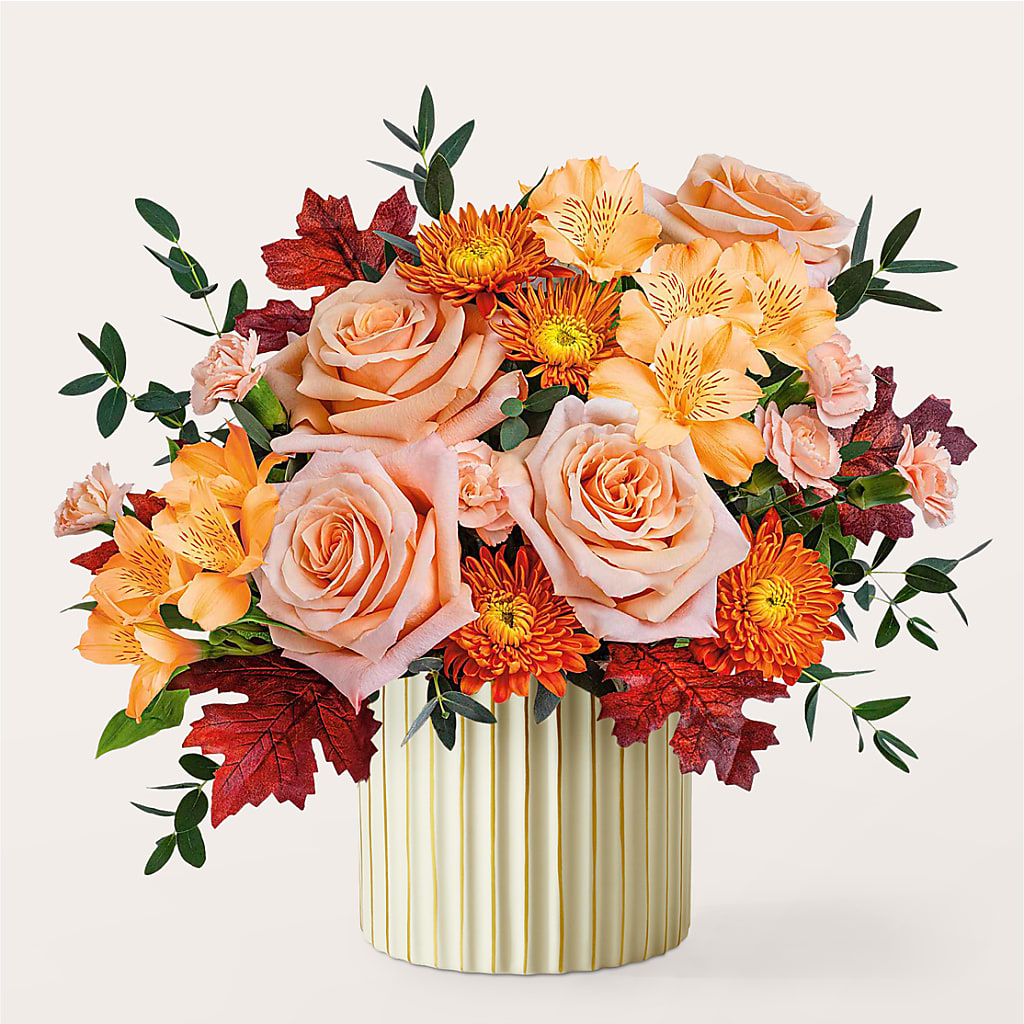 Spiced Latte Bouquet with Ivory Vase –  Charming Petals, Dracut MA