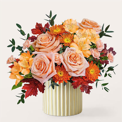 Spiced Latte Bouquet with Ivory Vase –  Charming Petals, Dracut MA