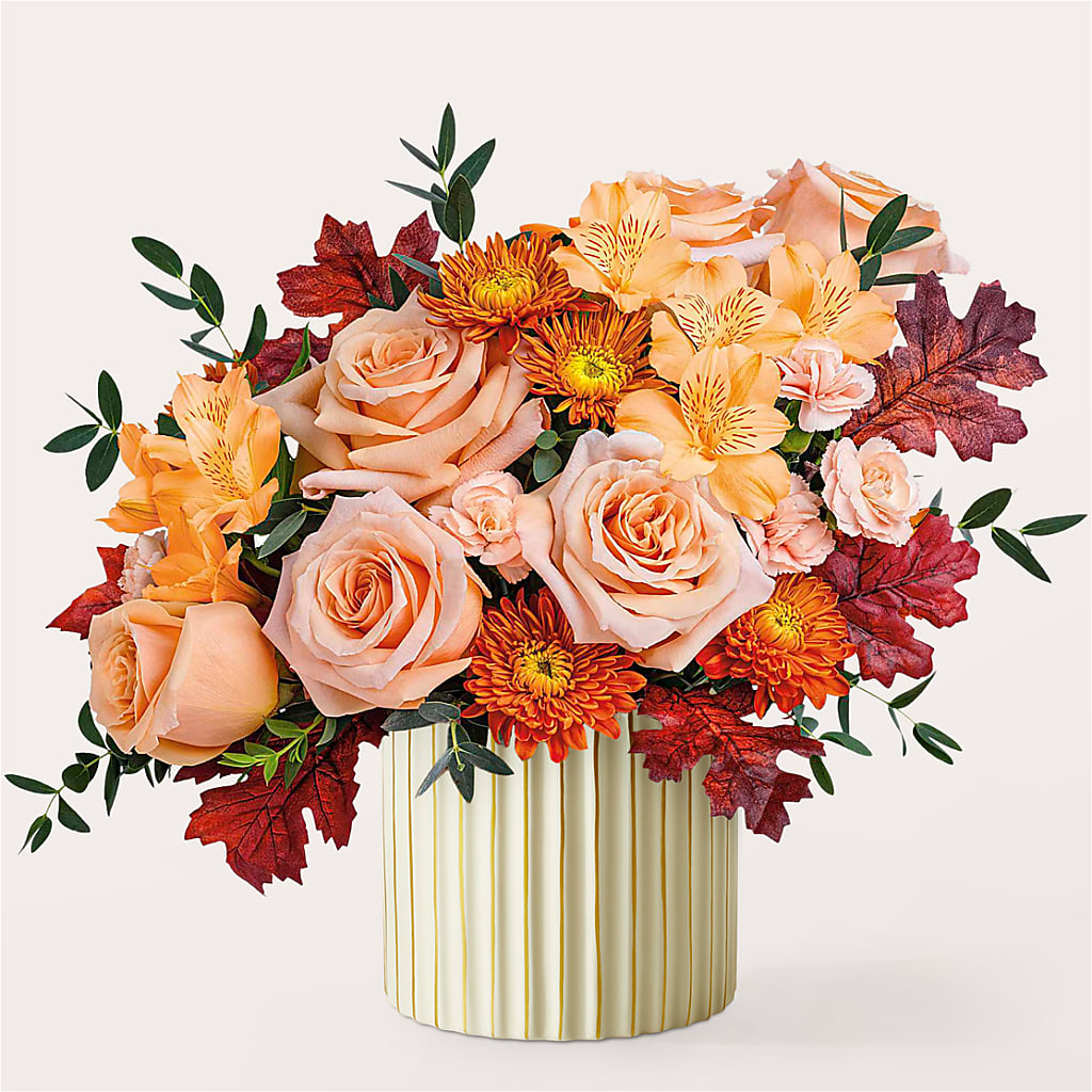 Spiced Latte Bouquet with Ivory Vase –  Charming Petals, Dracut MA