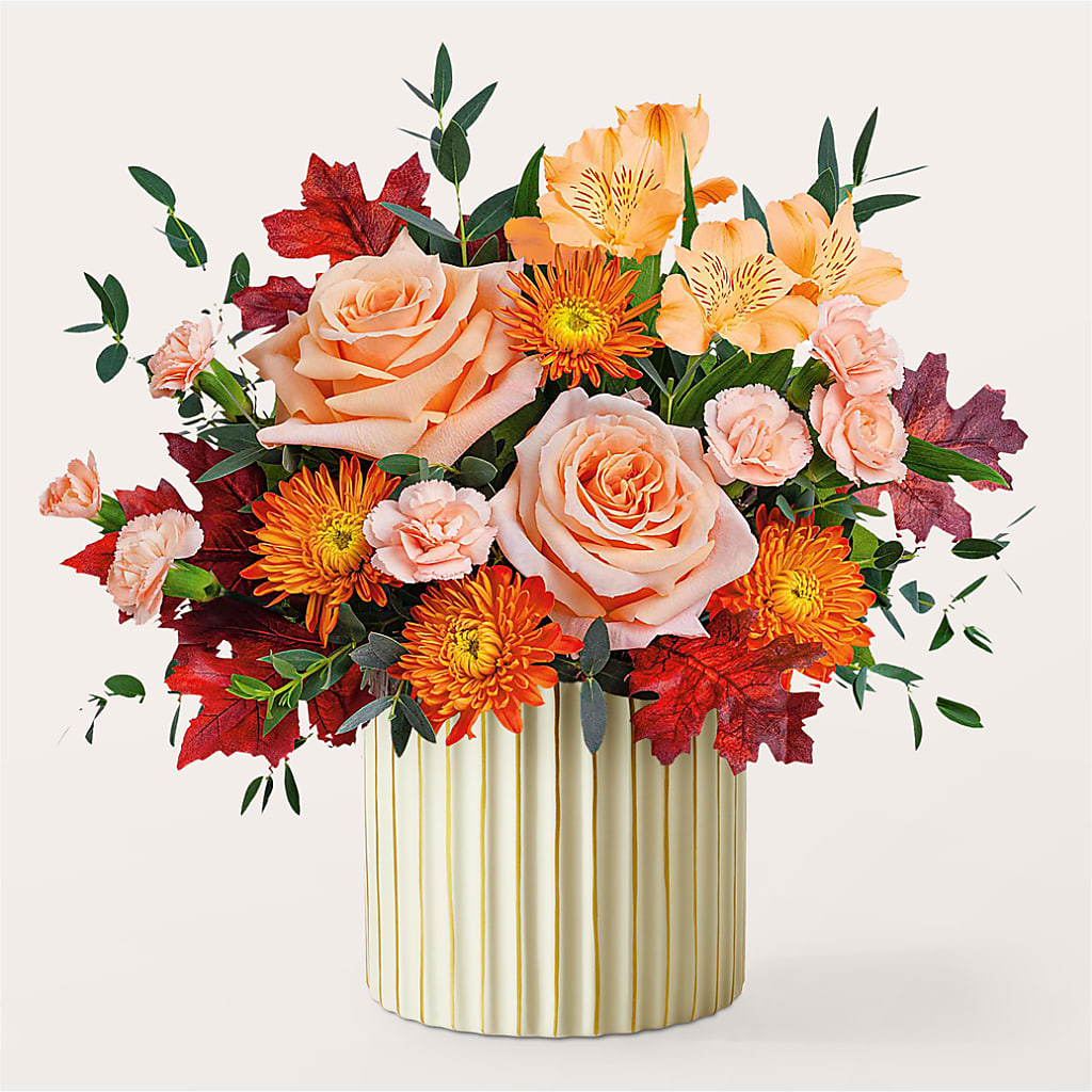 Spiced Latte Bouquet with Ivory Vase –  Charming Petals, Dracut MA