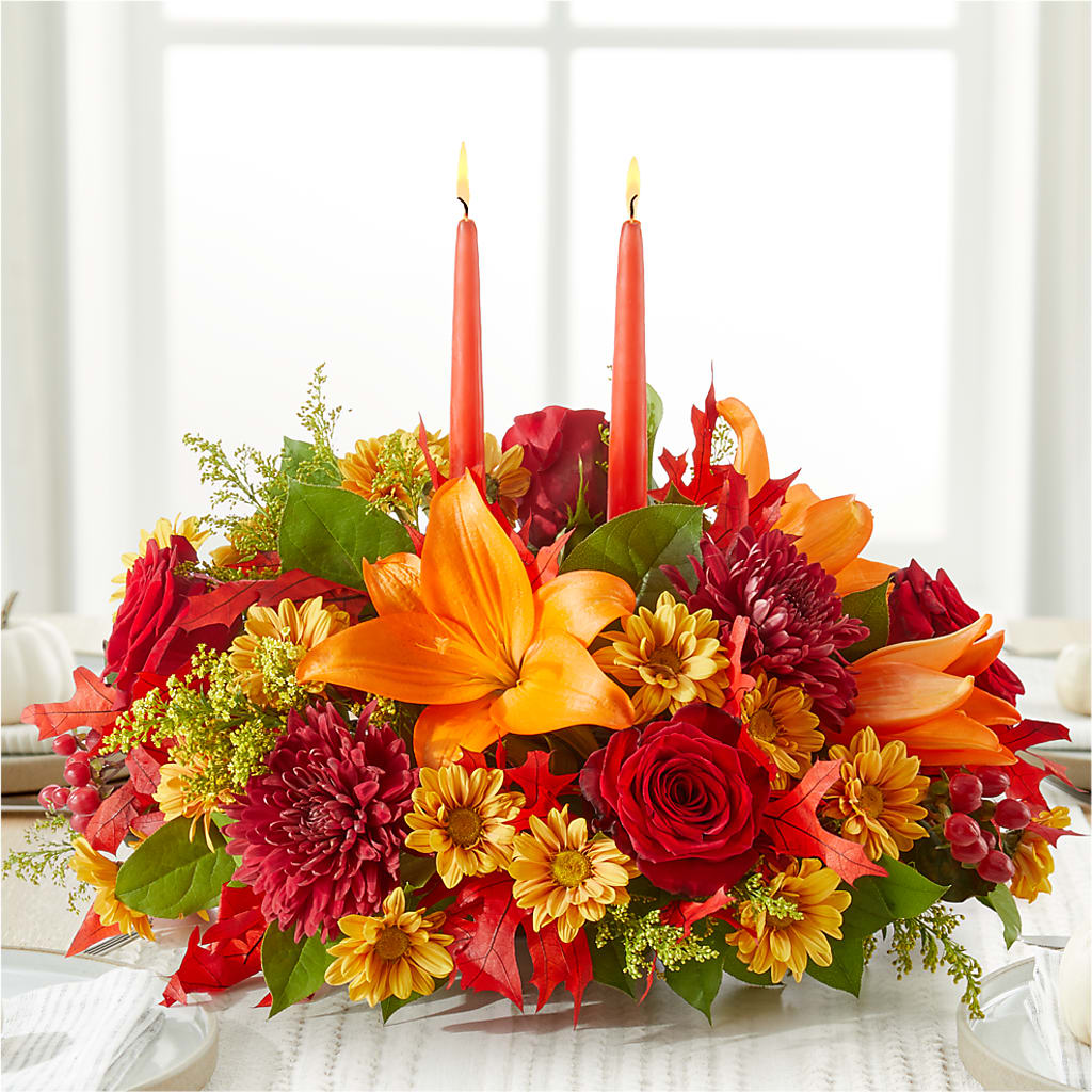 Autumn's Embrace Centerpiece –  Charming Petals, Dracut MA