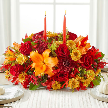 Autumn's Embrace Centerpiece –  Charming Petals, Dracut MA