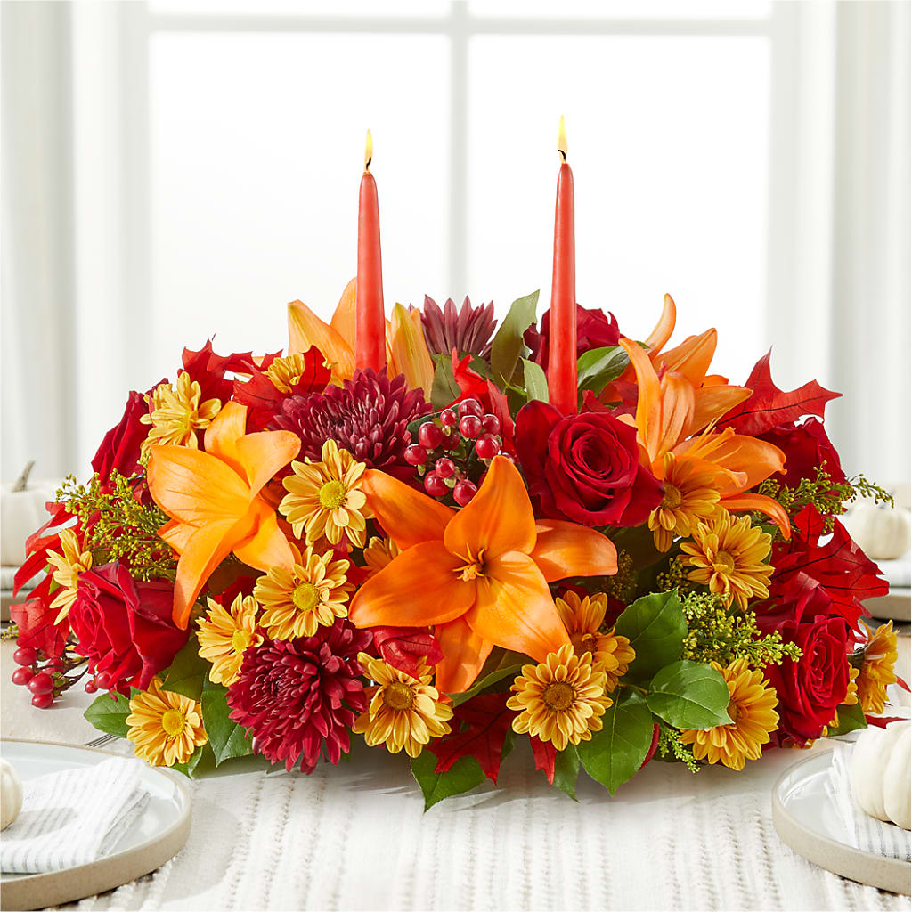 Autumn's Embrace Centerpiece –  Charming Petals, Dracut MA
