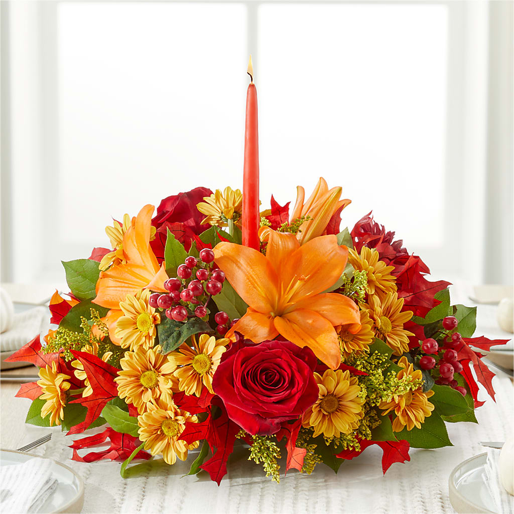 Autumn's Embrace Centerpiece –  Charming Petals, Dracut MA