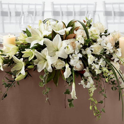 White Linen Arrangement –  Charming Petals, Dracut MA
