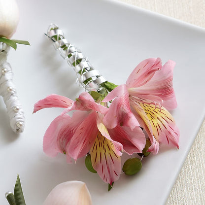 Pink Peruvian Lily Boutonniere –  Charming Petals, Dracut MA