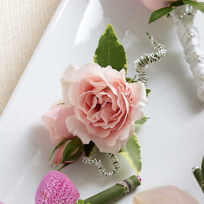 Pink Spray Rose Boutonniere –  Charming Petals, Dracut MA