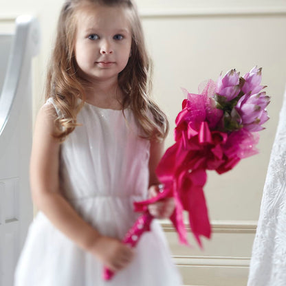Sparkle Pink Flower Girl Bouquet –  Charming Petals, Dracut MA