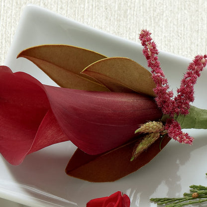 Red Calla Boutonniere –  Charming Petals, Dracut MA